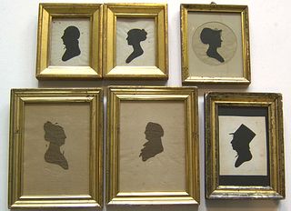 Six Peale Museum hollow cut silhouettes, early 19t