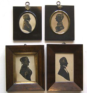 Four silhouettes, 19th c., all with gilt highlight