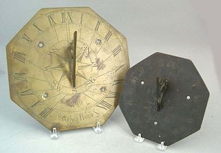 English brass sundial, inscribed "Sunny Hours", 12