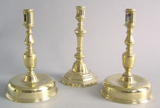 Pair of Spanish or Dutch brass candlesticks, ca. 1