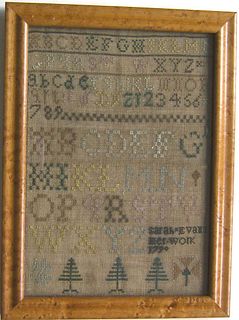Pennsylvania silk on linen sampler dated 1790 wrou