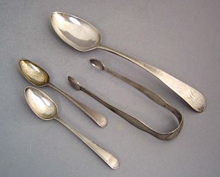 Philadelphia silver serving spoon, ca. 1790, beari