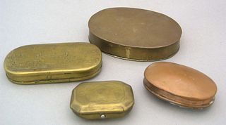 Three Continental brass tinder boxes, early 19th c