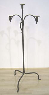Wrought iron candlestand, early 20th c., with 3 ca