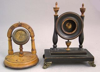 Carved and ebonized watch hutch, 19th c., 9" h., t
