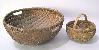 Large open split oak apple basket, ca. 1900, 7 1/2