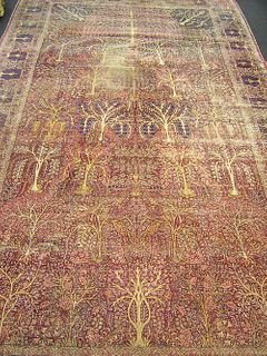 Roomsize rug with garden design, 24'7" x 13'8".