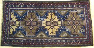 Kurdish Kazak throw rug, ca. 1935, 6'8" x 3'6".