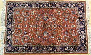 Kashan throw, 48" x 74", together with a Turkish s