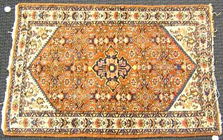 Hamadan throw rug, ca. 1950, 3'5" x 5'3".
