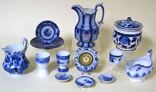 Flow blue, 19th c., to include 2 creamers, gravy,g