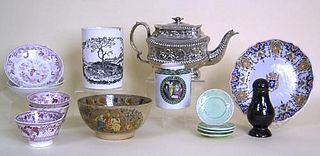 Porcelain and earthenware to include pearlware can