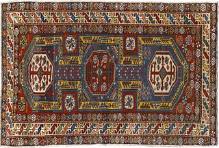 Shirvan throw rug, ca. 1900, with 3 medallions on