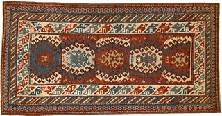 Kazak throw rug, ca. 1900, with 5 medallions on ae