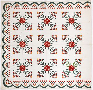 Pennsylvania applique quilt, ca. 1860, with red an