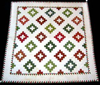 Pieced friendship quilt, late 19th c., with red an