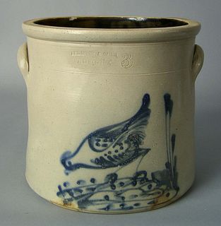Three gallon stoneware crock, 19th c., impressed "