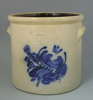 Three-gallon stoneware crock, 19th c., impressed "