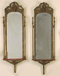 Pair of Continental giltwood mirrors, ca. 1800, ea