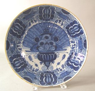 Blue and white Delft charger, 18th c., 12 1/4" dia