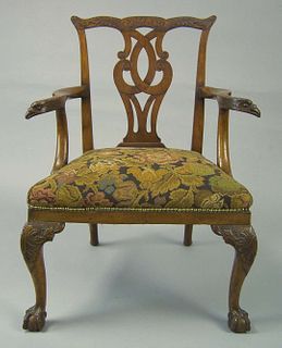 George III mahogany armchair, ca. 1765, the scroll