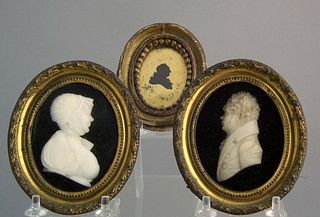 Pair of English wax relief profile portraits, ca.8