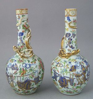 Pair of Chinese export famille rose vases, 19th c.