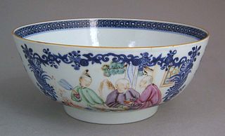 Chinese export porcelain punch bowl, ca. 1800, the