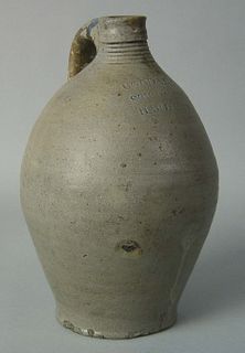 Connecticut ovoid stoneware jug, early 19th c., im