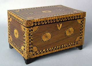 Regency mahogany and marquetry dresser box, ca. 18