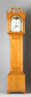 Pennsylvania Federal tiger maple tall case clock,a