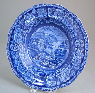 Historical blue shallow bowl of "View near Philade