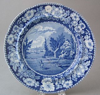 Historical blue plate depicting "New York from Bro