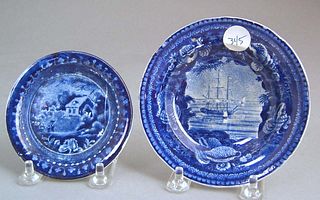 Historical blue toddy plate of the "Cadmus", 4 5/8
