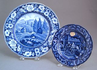 Historical blue plate depicting "View on the Roado