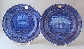 Historical blue plate with view of "Commodore MacD