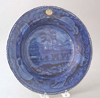 Historical blue shallow bowl depicting "Baltimoren