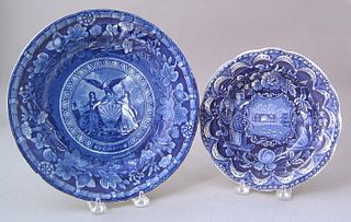 Historical blue plate with scene of Excelsior, New