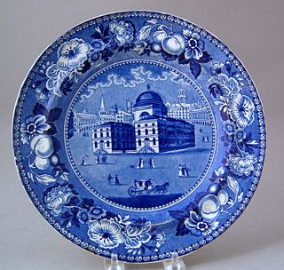 Historical blue plate with view of the Baltimore E
