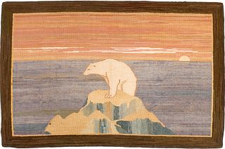 Grenfell hooked rug, early 20th c., with polar bea
