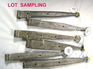 Twenty-three pair of wrought iron strap hinges, la