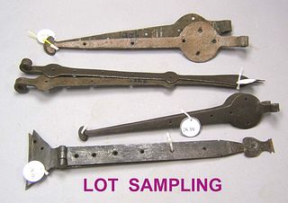 Eleven pairs of American wrought iron strap hinges