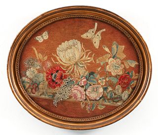 Embroidered Floral Still Life in style of Mary Linwood 