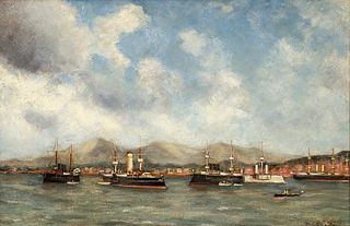 Ricardes P. A. van Rees oil Dutch Fleet at Harbor