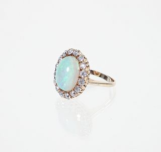 14K Opal Diamond Ring