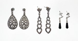 3 Pair of Silver Marcasite Earrings