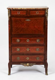 Marble Topped inlaid Secretaire a Abattant