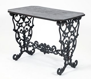 19th C. Coalbrookdale Style Cast Iron Garden Table 