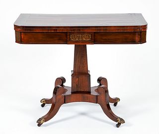 Regency Rosewood Games Table With Brass Inlay 