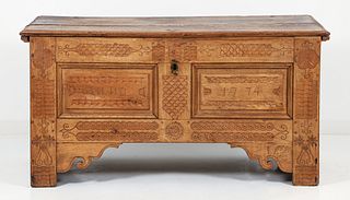 18th Century German Carved Oak Chest 